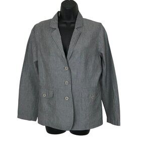 Eileen Fisher Grey Linen Blend Blazer Size M